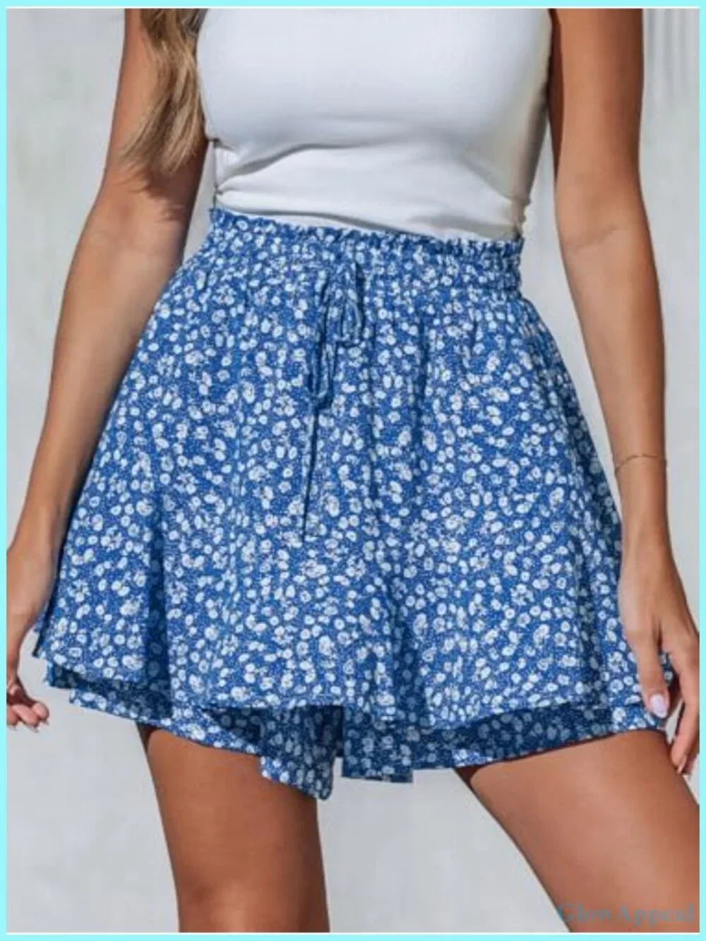 Floral Ruffle Tiered Mini Skirt Boho Beach Stretchy Drawstring